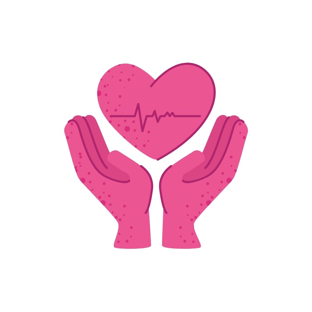 Icon graphic of two upraised hands with a heart hovering above them